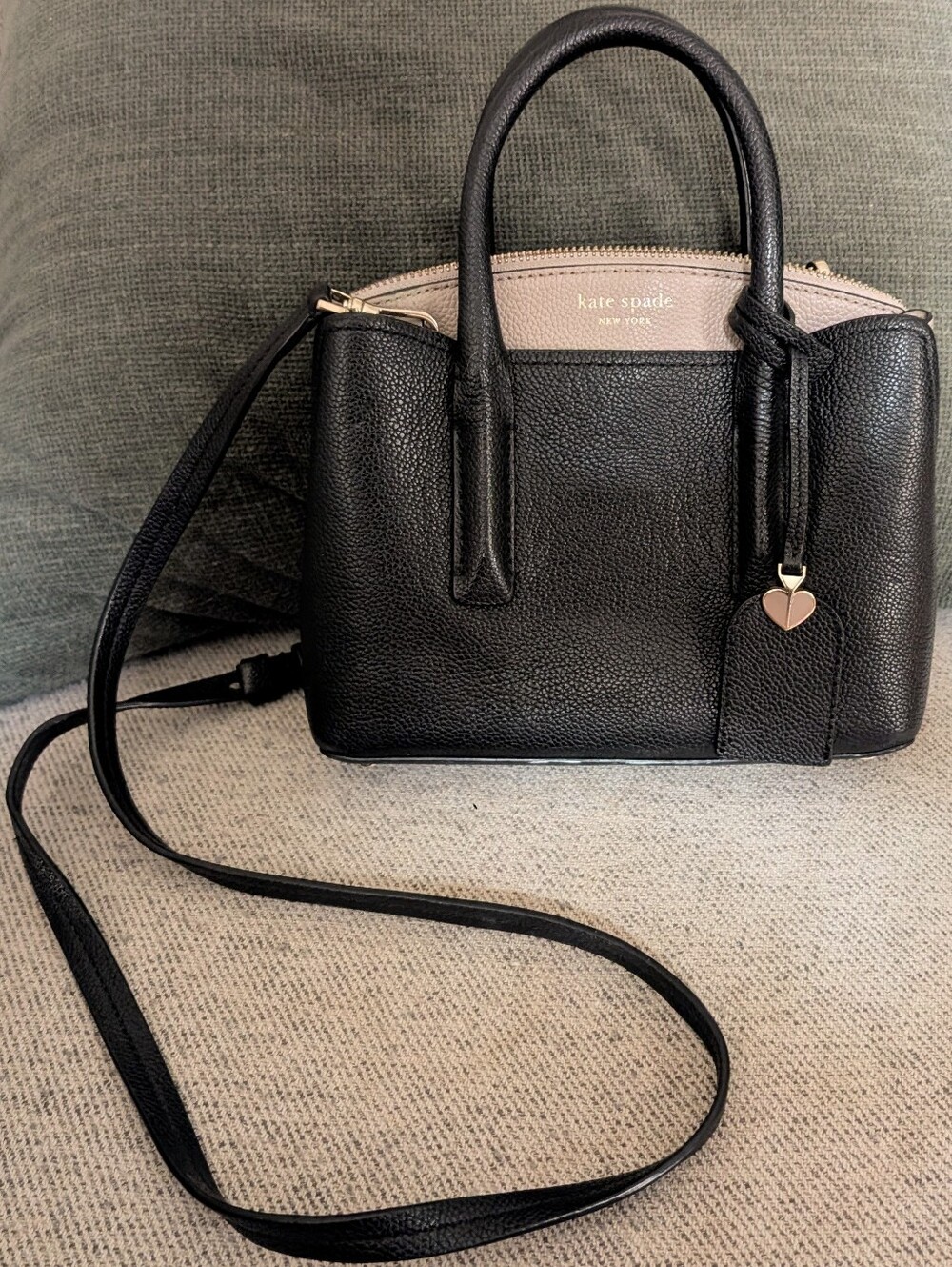 Kate Spade New York Margaux Mini - Black And Cream Pebbled Leather Mini Satchel